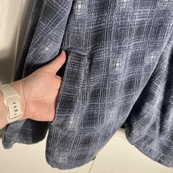 Vintage Speedo Authentic Fitness Hoodie Men Extra Large Blue Gray Plaid Full Zip - Picture 2 of 10